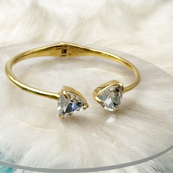 kate spade Gold Plate Triangle Crystal Bangle Hinged Bracelet - Picture 1 of 11